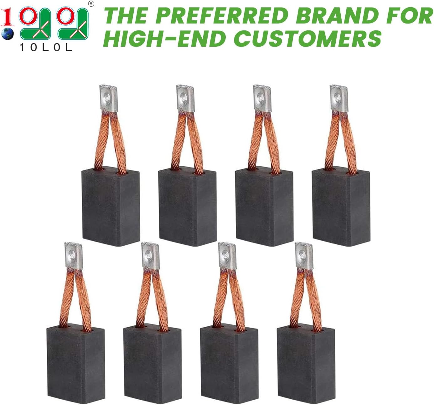 10L0L Golf Cart Starter Brush Kit Motor Brushes Set 3.7HP Fits Club Car DS L6 L8 8-Passenger, Replaces OEM# 102938601