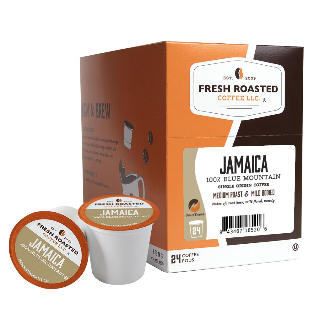 100% Jamaica Blue Mountain, Medium Roast, Kosher, K-Cup Compatible, 24 Pods