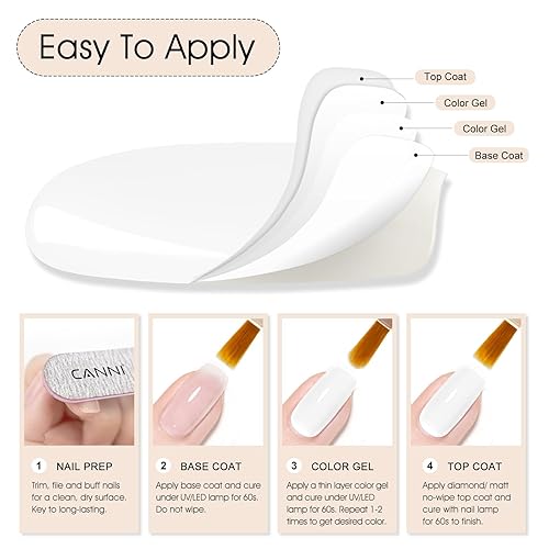 Miniatura 5 de CANNI - 1 esmalte de uñas de gel semipermanente para lámpara UVLED de alto brillo para manicura francesa, color blanco, para uso en casa o salón