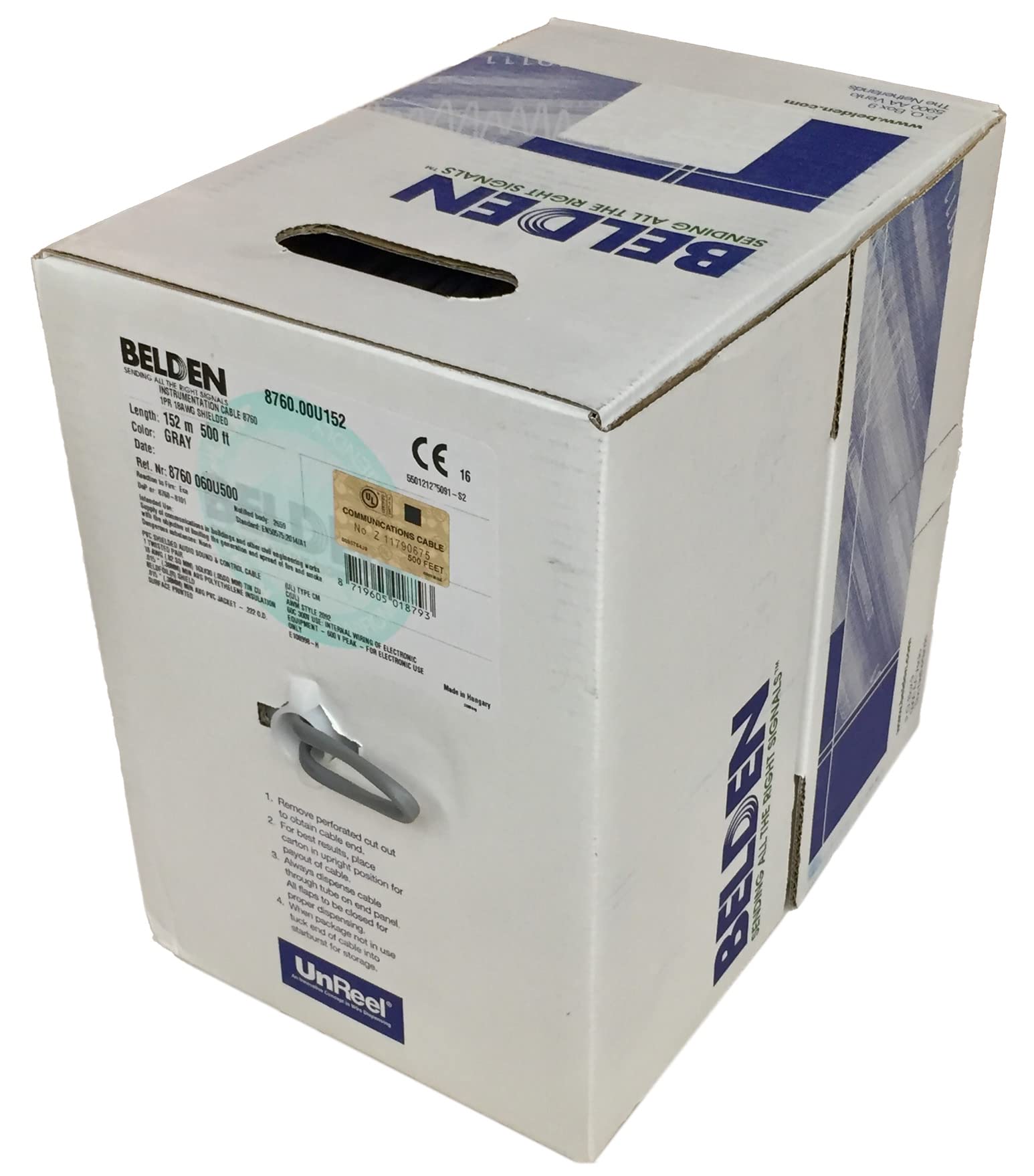 BELDEN 8760 060500 SHLD MULTIPR CABLE 1PR 500FT 300V CHR