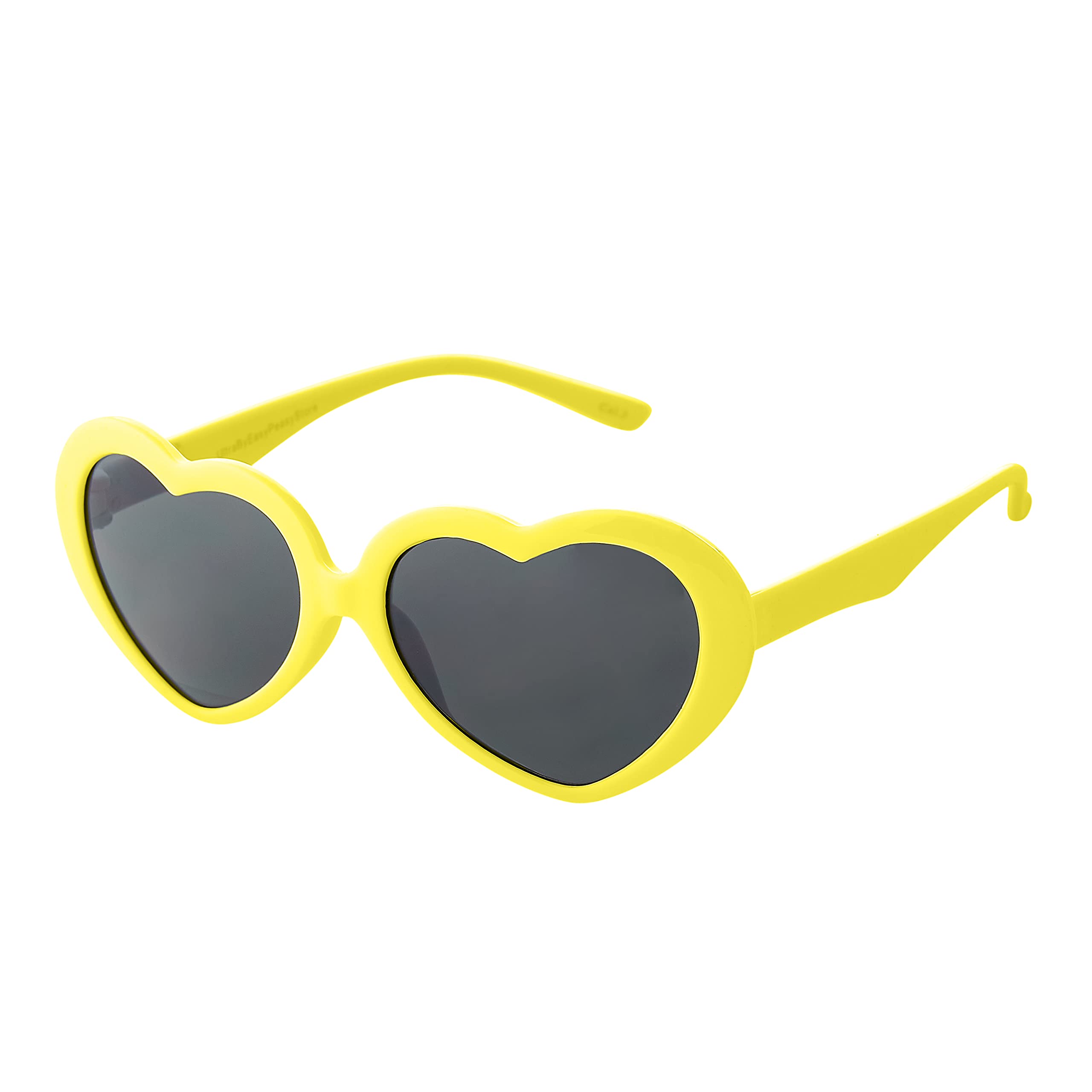 Ultra Kids Heart Shaped Sunglasses for Girls Boys - UV400 Protection Children's Retro Love Heart Novelty Glasses - Ages 3-10 - Yellow