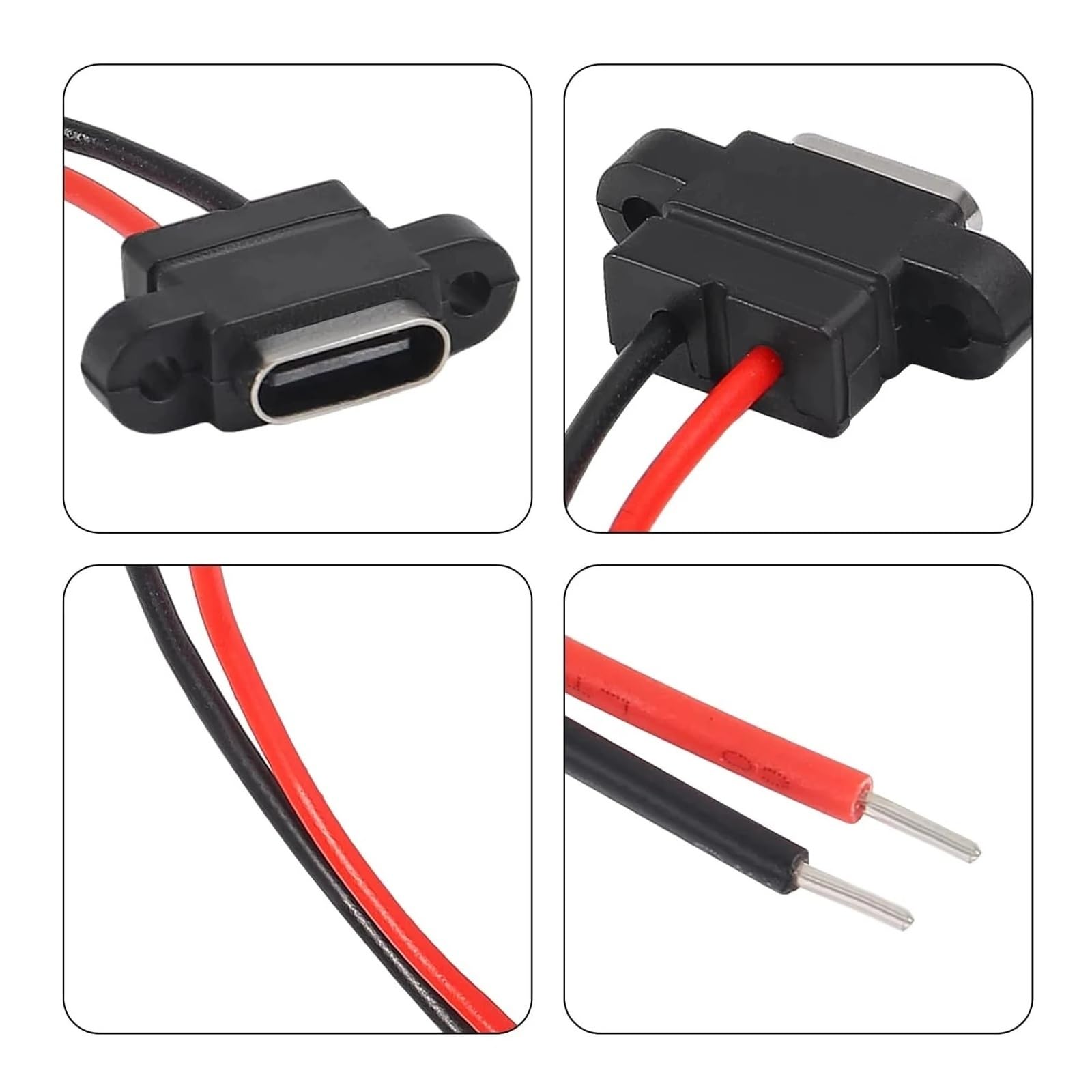 Presa USB C impermeabile a 2 pin, 3 A, porta di saldatura a ricarica rapida (10 pezzi)