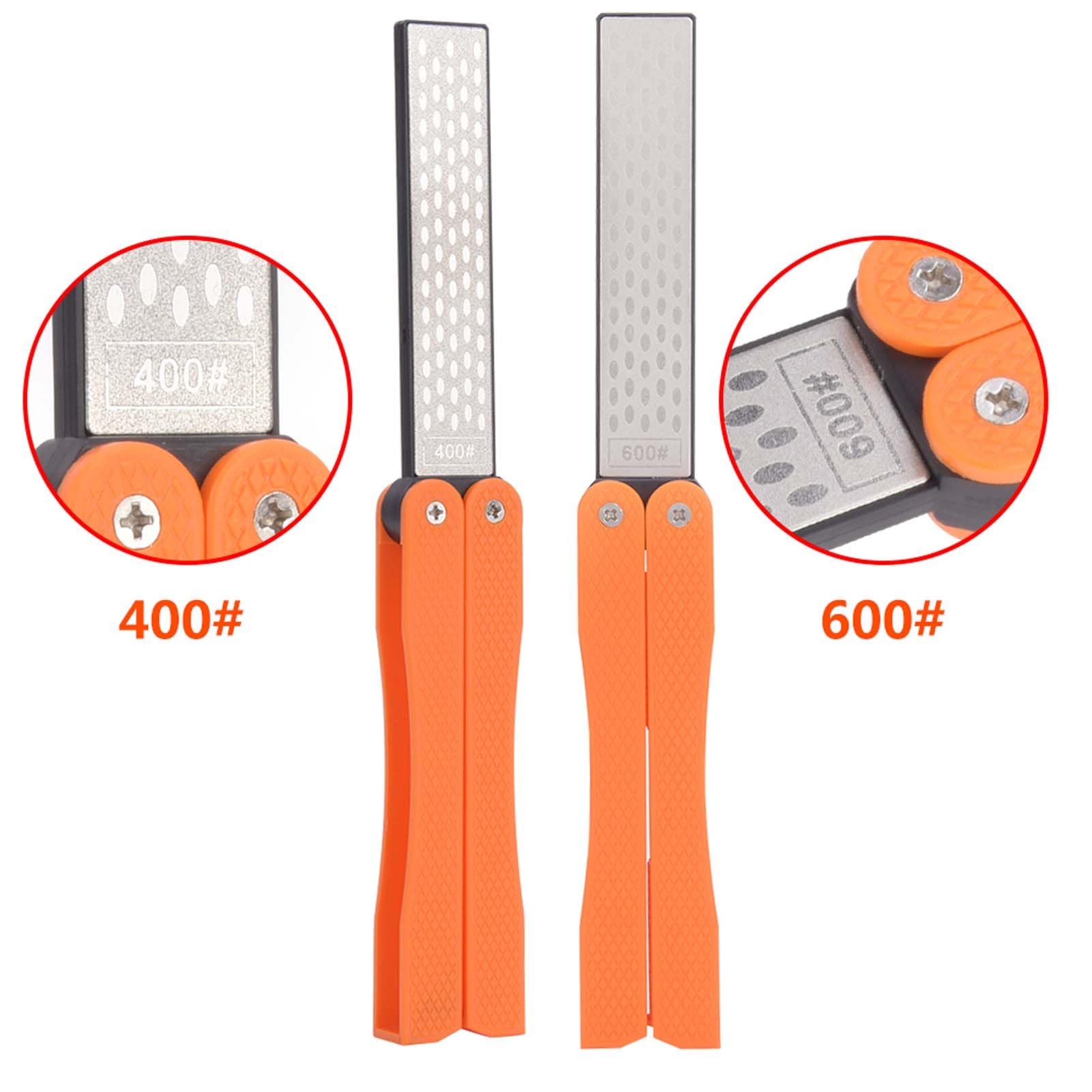 Afilador de Cuchillos Plegable de Doble Cara – Manual Piedra de Afilar Portátil para Exteriores, Cocina, Camping y Senderismo (Naranja)