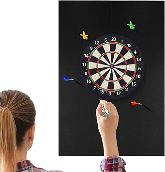 DART Board Wall Protector - Heavy Duty Mat, Professional Wall Guard | Black Protective Surface Applied to Game Room, Office, Classroom, Home Play Area, Adult Recreation Space, Sports Zone, Safety