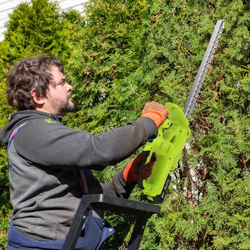 VOERJIA 20-Zoll Heckenschere Akku, 2 x 2000 mAh Akku Heckenschere, 21V Heckenschere Elektrisch, 50CM Dual Action Klinge, 750W Heckenschneider für Garten, Sträucher und Randpflanzen 6
