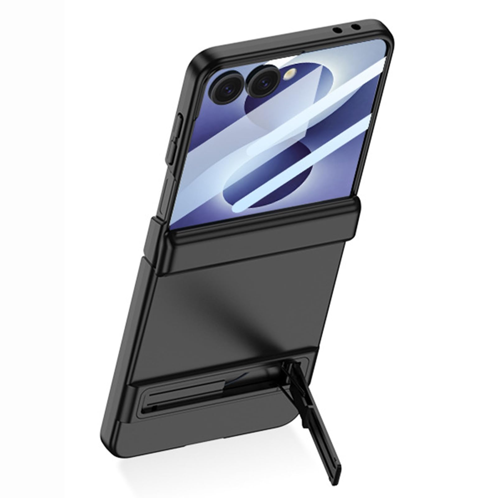 LUOTANL Multifunctional Case for Samsung Galaxy Z Flip 8, Screen Protector Slim Kickstand Frosted Hinge Cover,Black,Flip 8