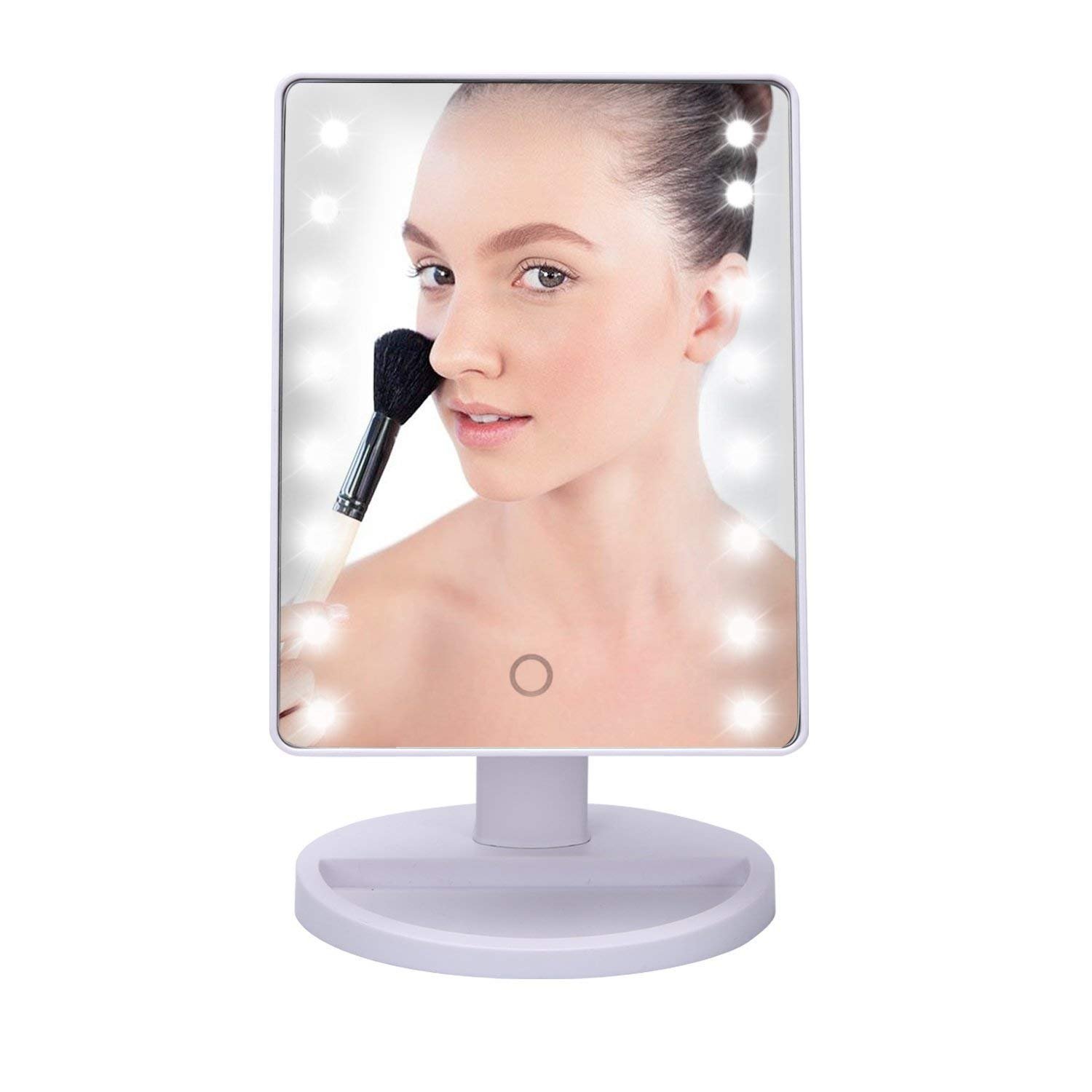 Cyrox 360 Degree Rotation Square Makeup Mirror Touch Screen Vanity Mirror | Make-up Light Natural Light for Makeup Dressing Table Top Stand-image-1