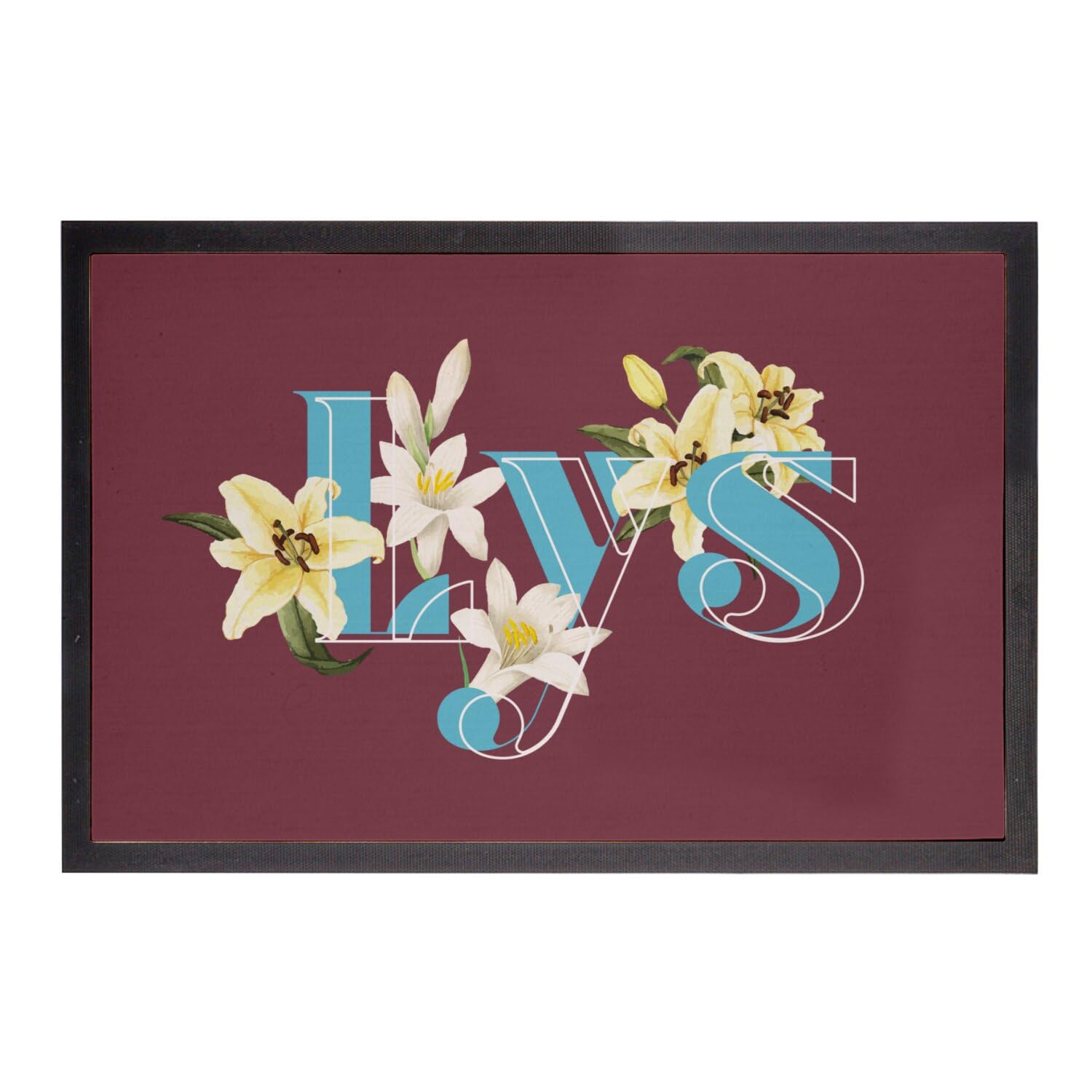 Paillasson rouge lys fleurs minimaliste chic tapis entrée extérieur jardin 75x50