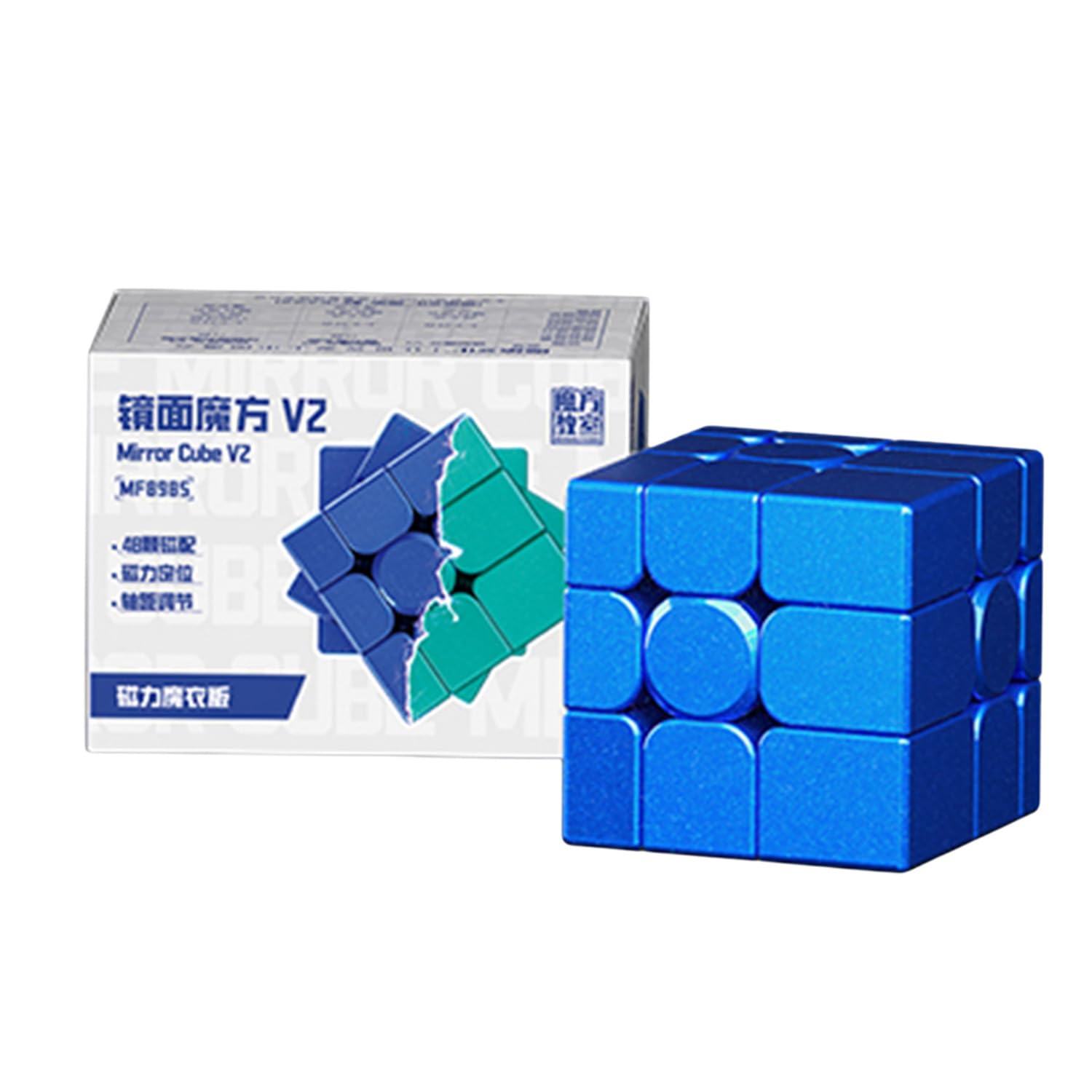 Zauberwürfel, Moyu Mirror Cube V2 Stickerless Spiegelwürfel Original Geschwindigkeitswürfel 3D Puzzlewürfel for Anfänger Enthusiasten (Magnetic Version-Starry Night Blue)