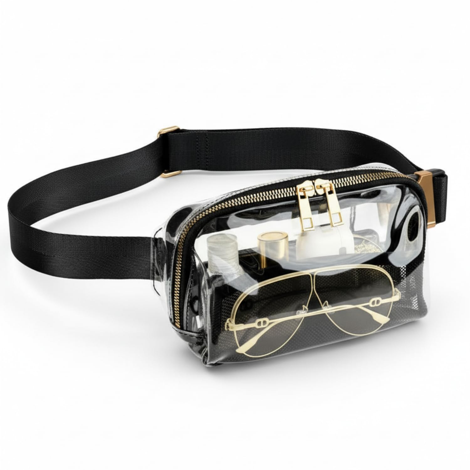 FORZAROCKET Clear Fanny Pack w/Long Strap 70" - Stadium Approved - Clear Crossbody Bag w/Extended Strap - Suitable for Stadium, Concert, Festival -