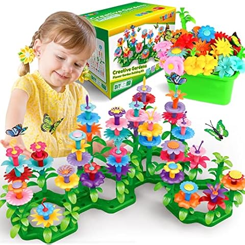 YEEBAY Flower Garden Building Toys for Girls Age 3, 4, 5, 6, 7 Year Old - STEM Gardening Pretend Toys for Kids - Stacking Game for Toddlers Play Set - Educational Activity for Preschool (148 PCS) Cover