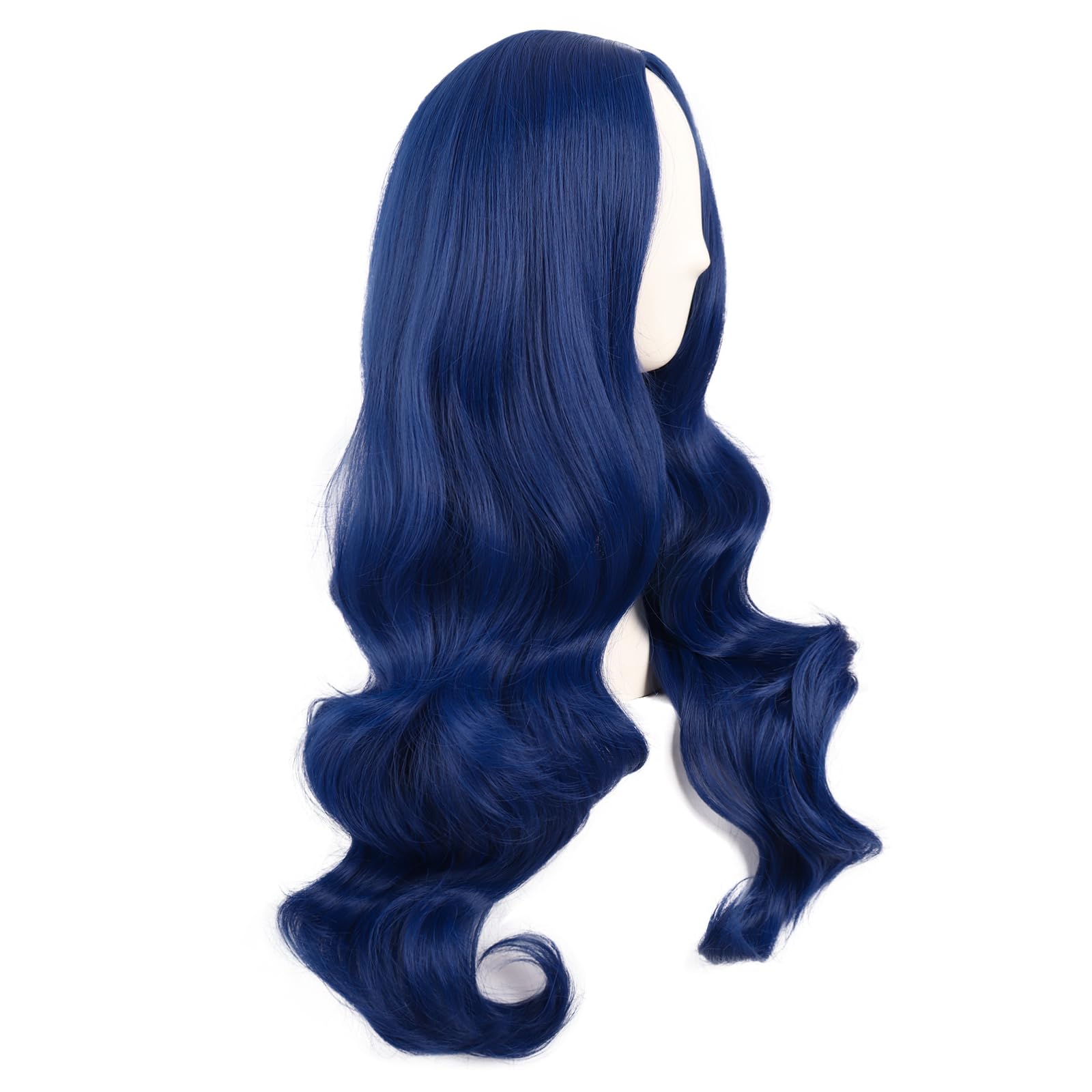 MapofBeauty 28 Inch/70 cm Cosplay Long Wavy Curly Synthetic fiber Side Bangs Anime Fashion Party Hair Wig (Mixed Blue) - Image 2