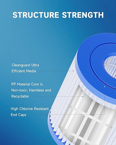 Miniatura 6 de AQUALTRA Filtro de piscina compatible con 29007E tipo H, cartucho de repuesto para bomba de filtro de 330 GPH, filtros de piscina sobre el suelo, 4