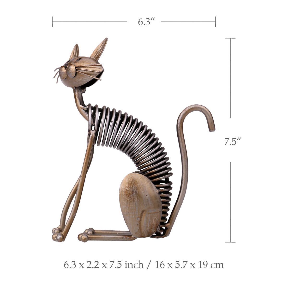 Tooarts Scultura in Metallo Arte del Ferro Cat Spring Prende un Gatto Artigianato Crafting Decorazioni Fornire Domestico Ornamenti