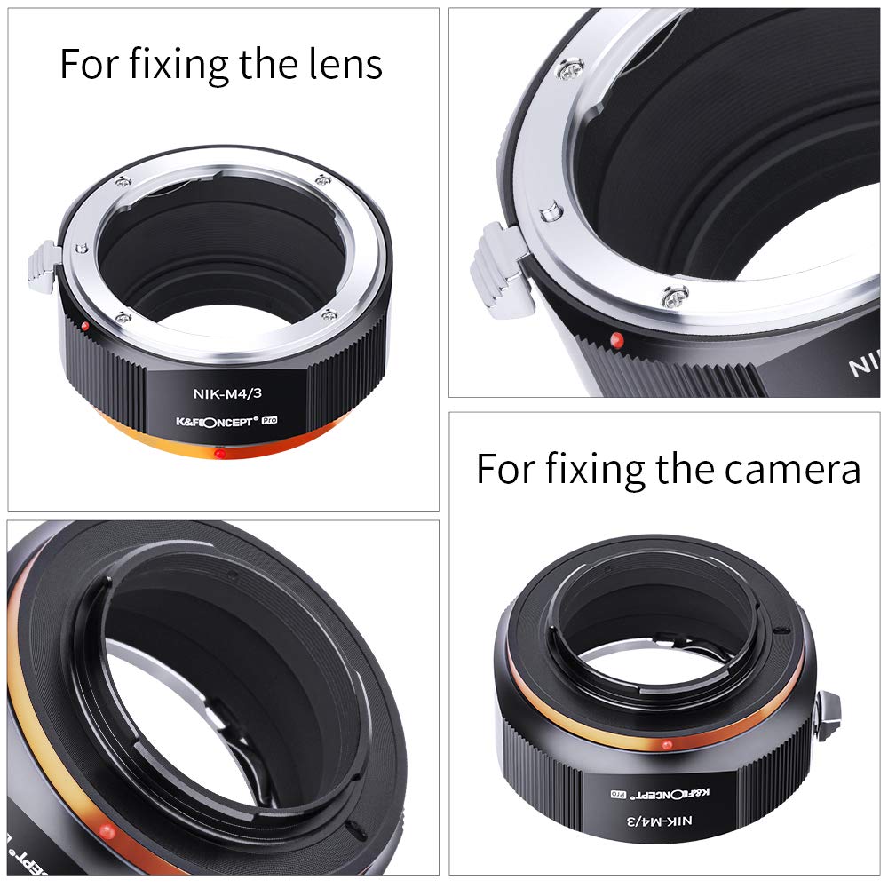 K&F CONCEPT Lente Mount Adattatore Manuale Fuoco: Compatibile con Lente Compatibile con Nikon F a Corpo Fotocamera Micro Quattro Terzi(M4/3)