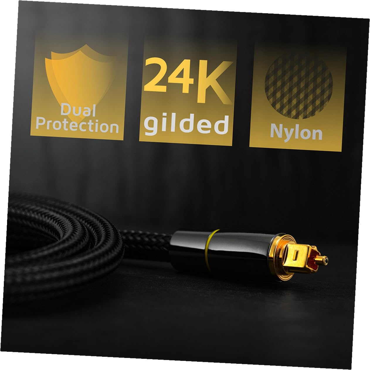 Câble Audio Optique Numérique 20m Mâle-mâle en Fibre Optique Noir