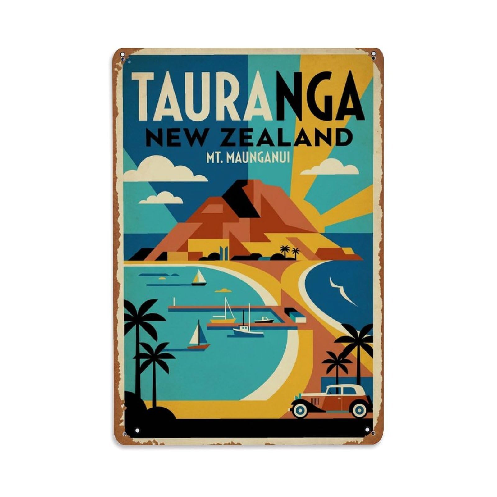 Metal Tin Sign Vintage New Zealand Tauranga Travel