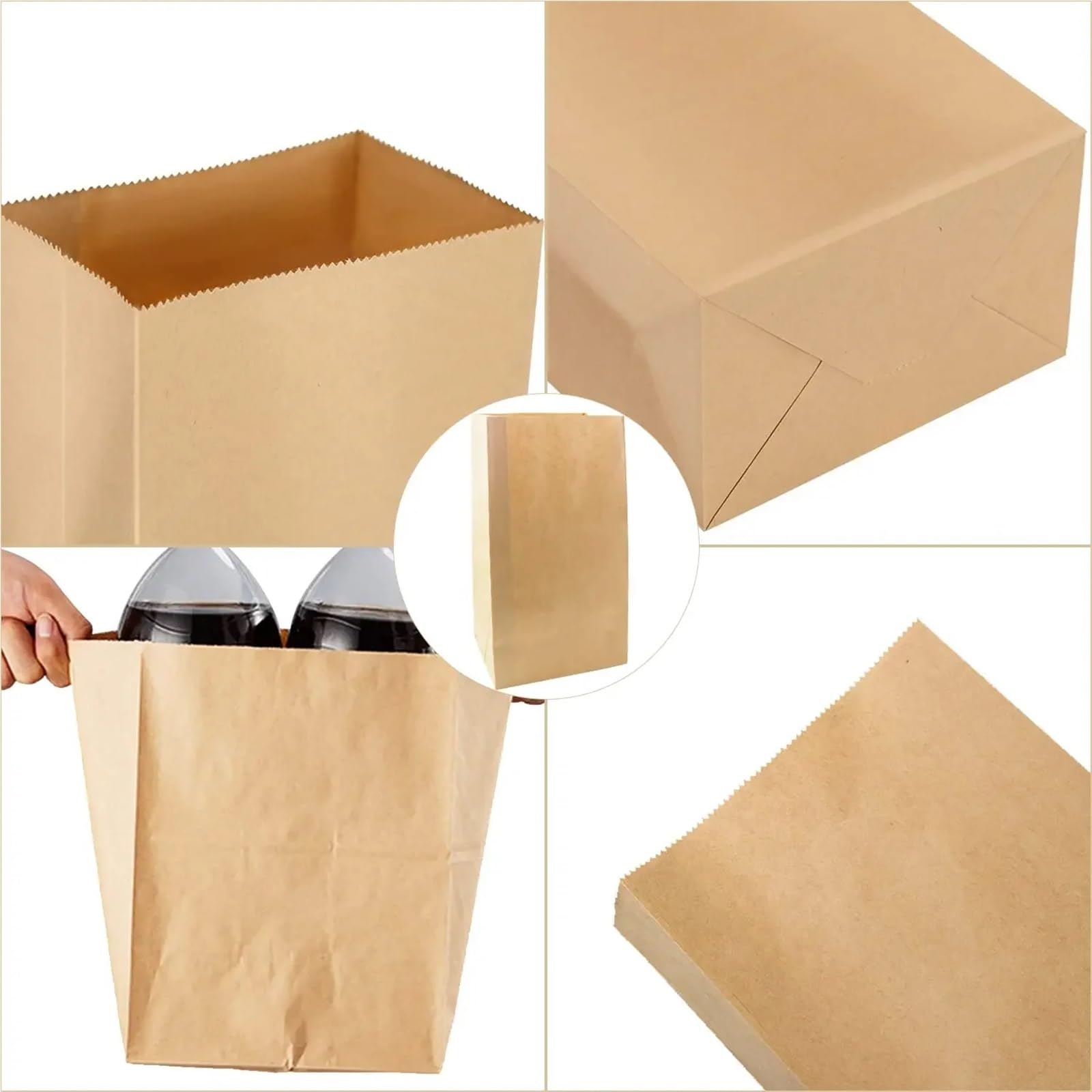 Lot de 50 sacs à déjeuner en papier kraft recyclables pour bonbons, sandwich, pain, aliments