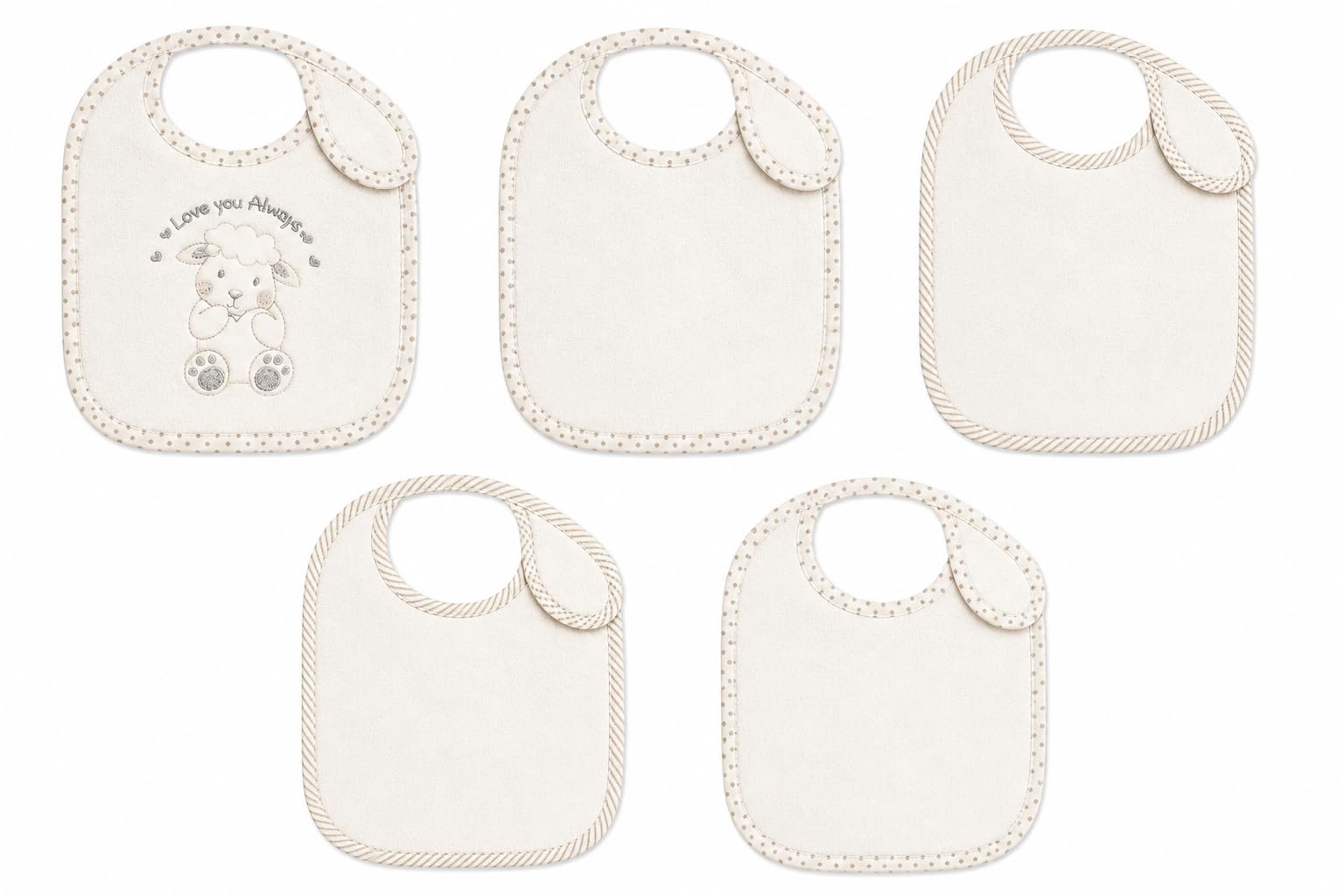 SOHOBABY Baby Feeding Bibs 5 Pack, Soft Terry Cotton Dribble & Weaning Bib Set, Absorbent Towelling Bibs for Newborn Boys & Girls, 75% Cotton, 25% Polyester, Pink Blue White (White)
