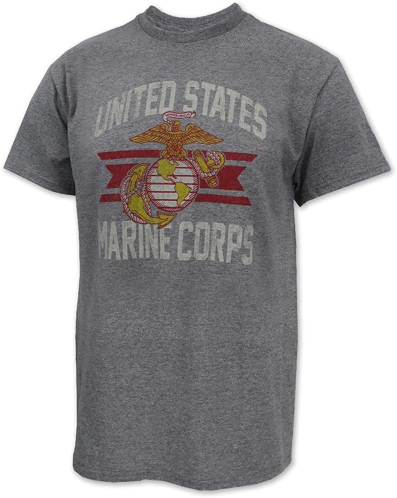 Armed Forces Gear Men’s US Marines Vintage Basic Short-Sleeve T-Shirt – Licensed United States Marine Corps Shirts for Men