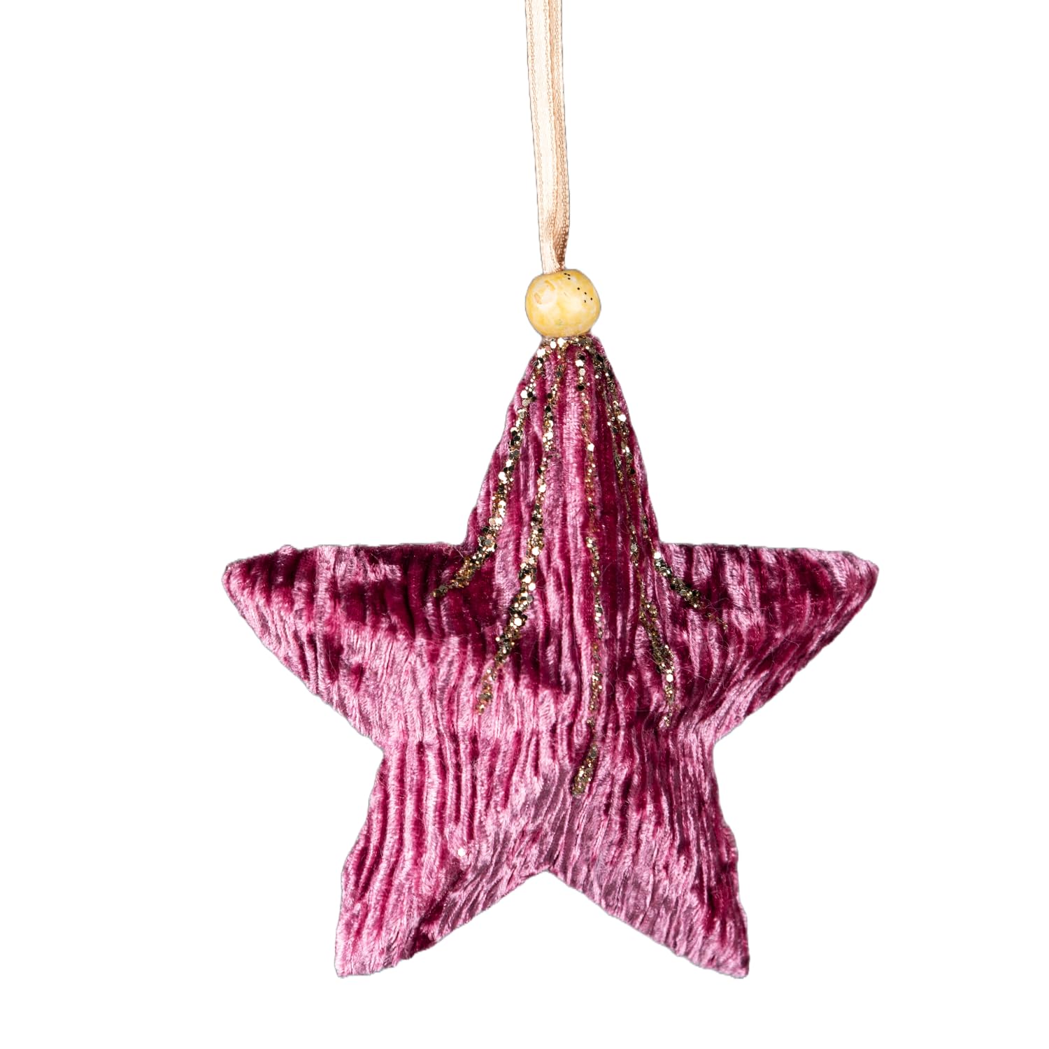 Shatchi Star Pink Burgundy 10.5Cm - Christmas Tree Hanging Decorations Festive Decorative Ornaments Fairy Tale Themed Xmas Tree Pendant