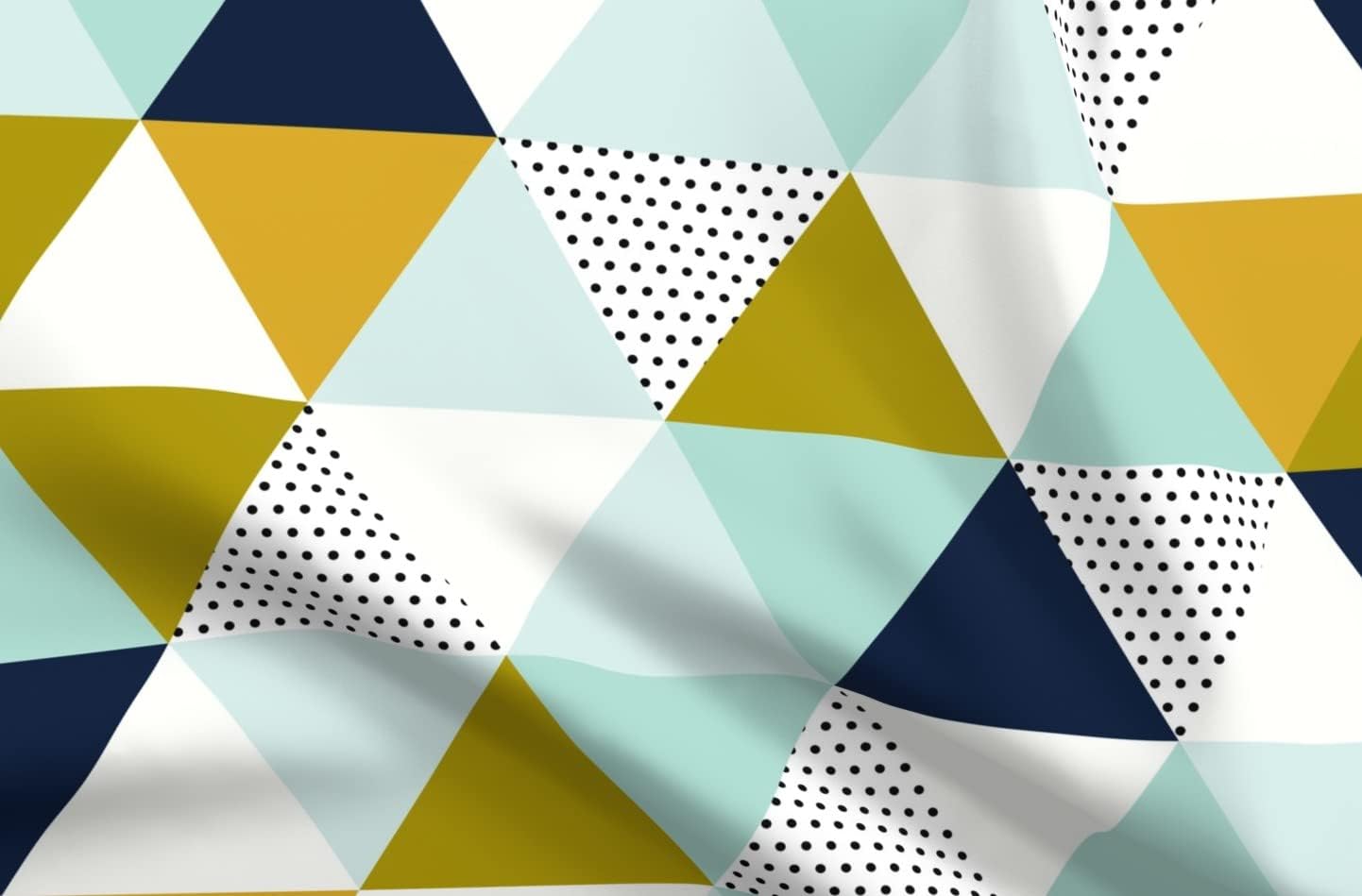 Spoonflower Fabric - Aqua Adventure Triangle Wholecloth Cheater Quilt Top Triangles Navy Printed on Organic Cotton Sateen Fabric by The Yard - Sewing Quilting Apparel Home Decor