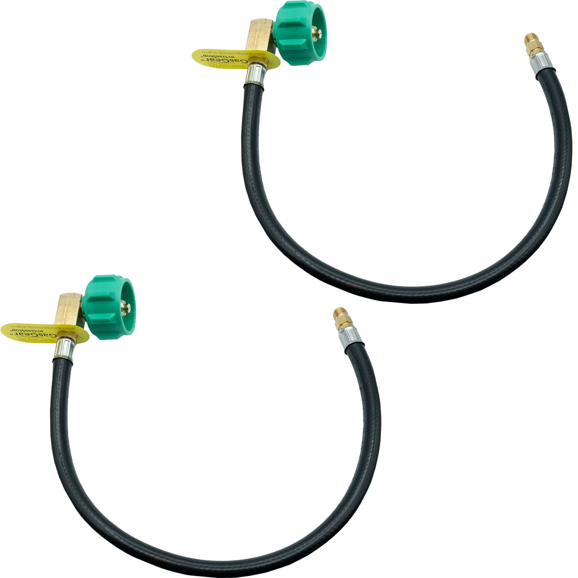 GasGear RV 90 Degree Propane Pigtail Hose, 18" Camper Tank Hose, RV LP Gas Hose Connector for 2 Stage Regulator, 1/4 Inverted Flare (2-pack)