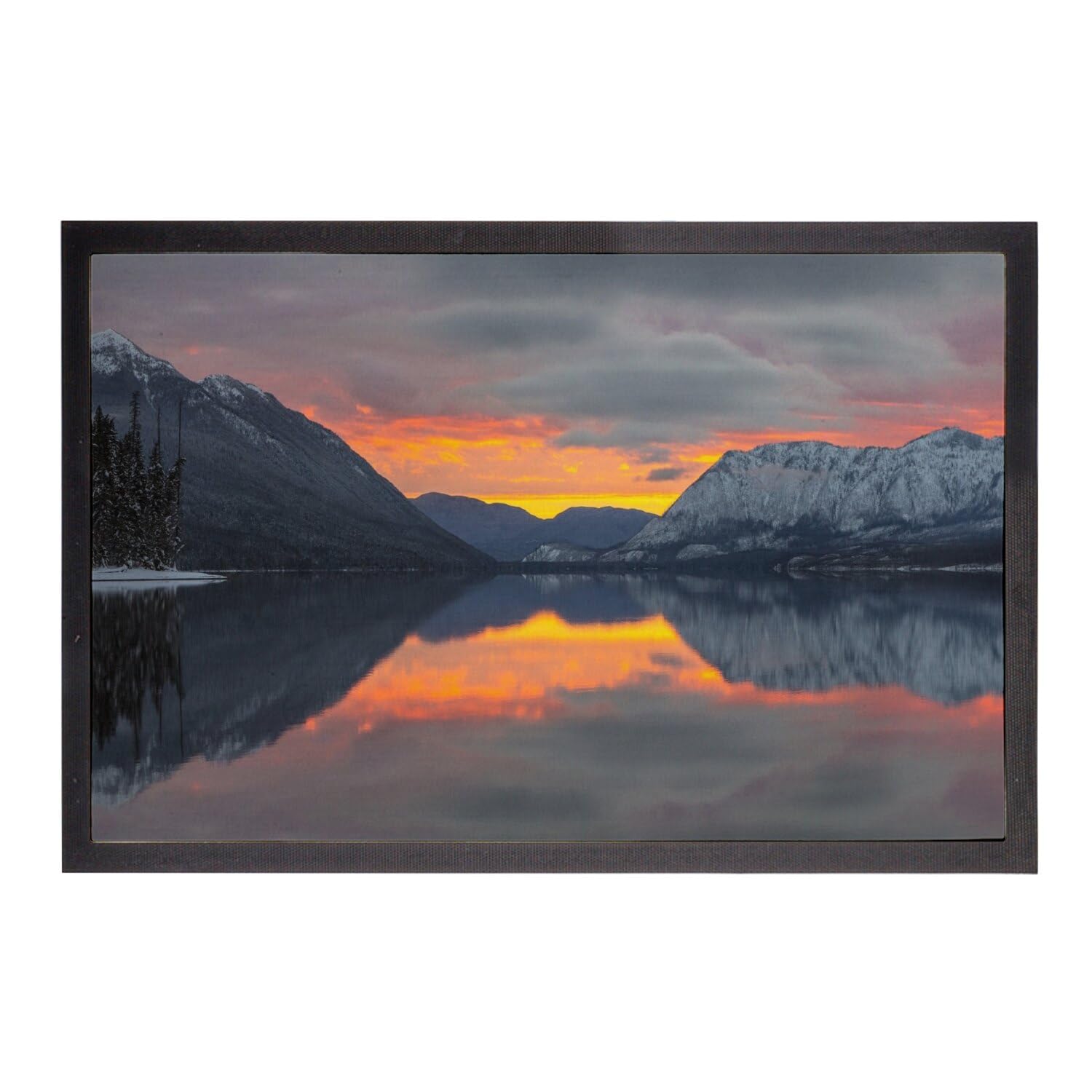 Paillasson montagne soleil couchant grand format pour entrée de chalet