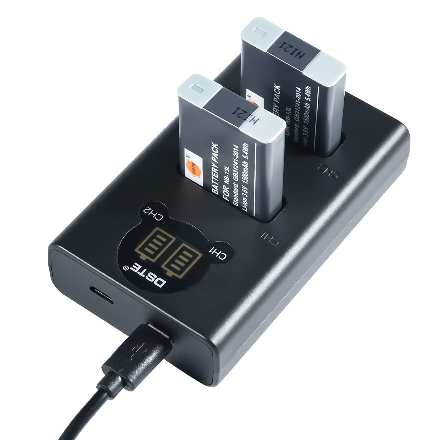 DSTE (2-Pack) NB13L NB-13L Battery and Dual USB Charger Compatible with Canon PowerShot SX740 HS G5X G7X G9X G7 X Mark II G9X Mark II SX620 HS SX720