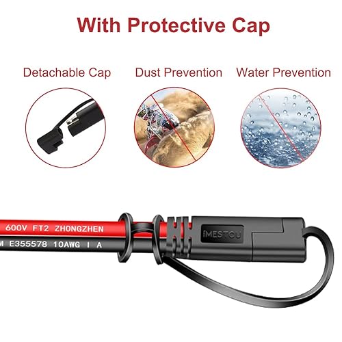 Miniatura 6 de iMESTOU Arnés de terminal SAE a anillo tórico de 10 AWG, enchufe de desconexión rápida de 2 pines, arnés de terminal de ojal, cable de carga, cable