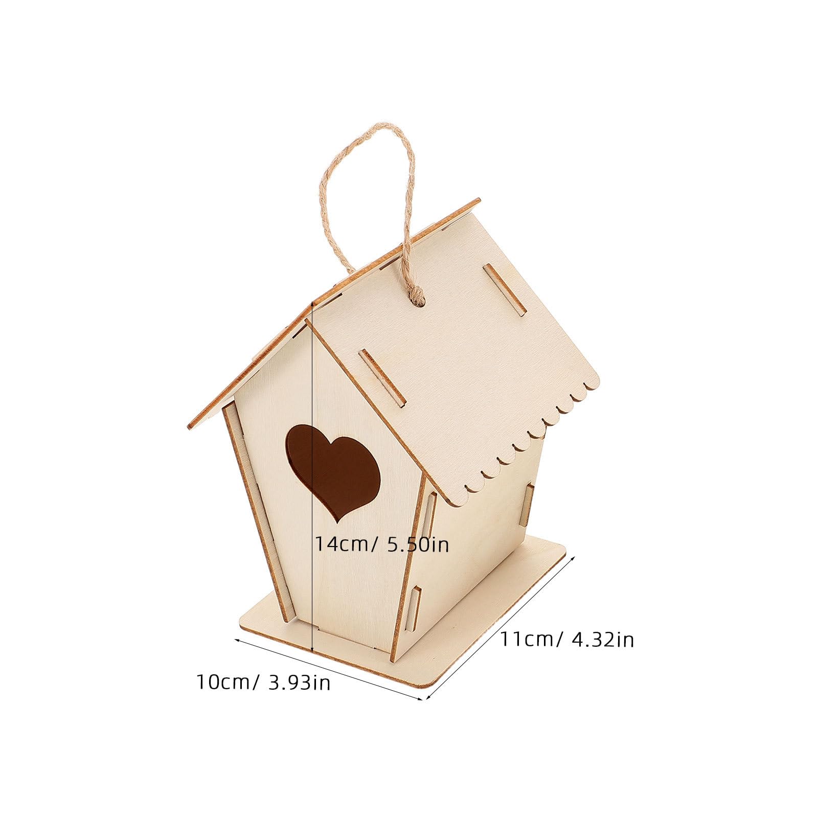 Toddmomy 6 casitas de pájaros de madera sin pintar: Construye y pinta casitas de pájaros de madera con puerta en forma de corazón sin terminar, decoraciones colgantes para jardín exterior para