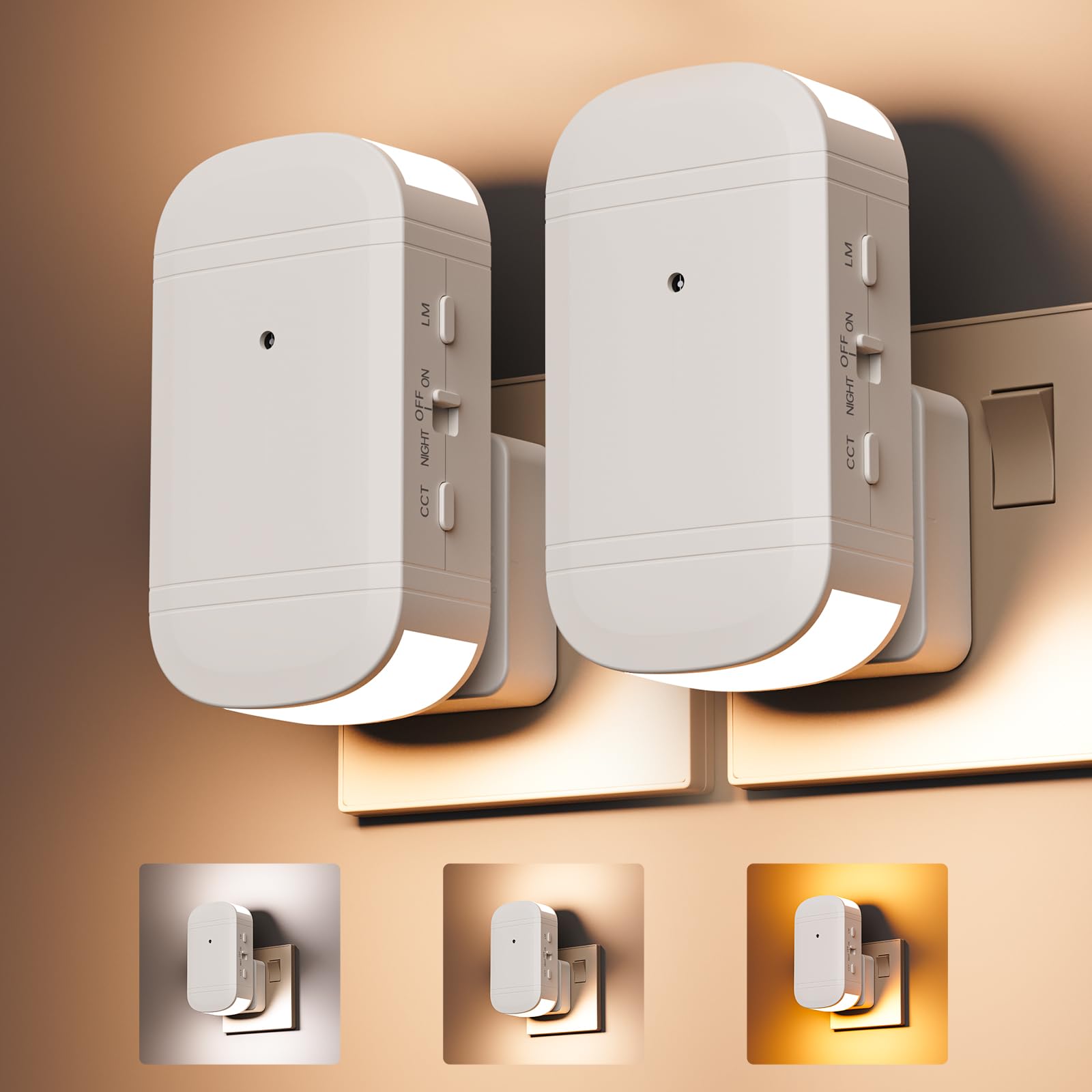 BLQKLO Plug in Night Light with Dusk to Dawn Sensor, LED Nightlight 0-240LM