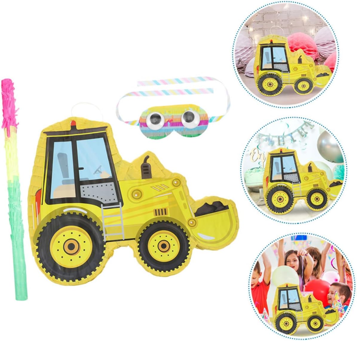 Paper Pinata Excavator Car Birthday Party Toy Decorative Party Fill with Candy Unique Favor Blindfold Stick