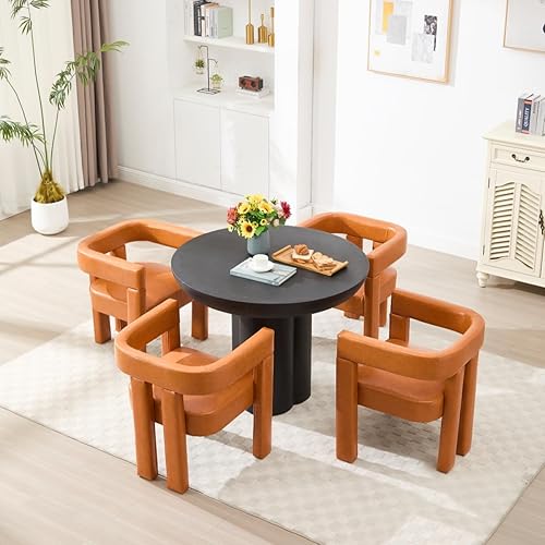 Miniatura 2 de Juego de 2 sillas Accent Barrel, sillas de comedor, sillas modernas con brazos curvados con respaldo abierto, sillón de cocina para sala de estar,