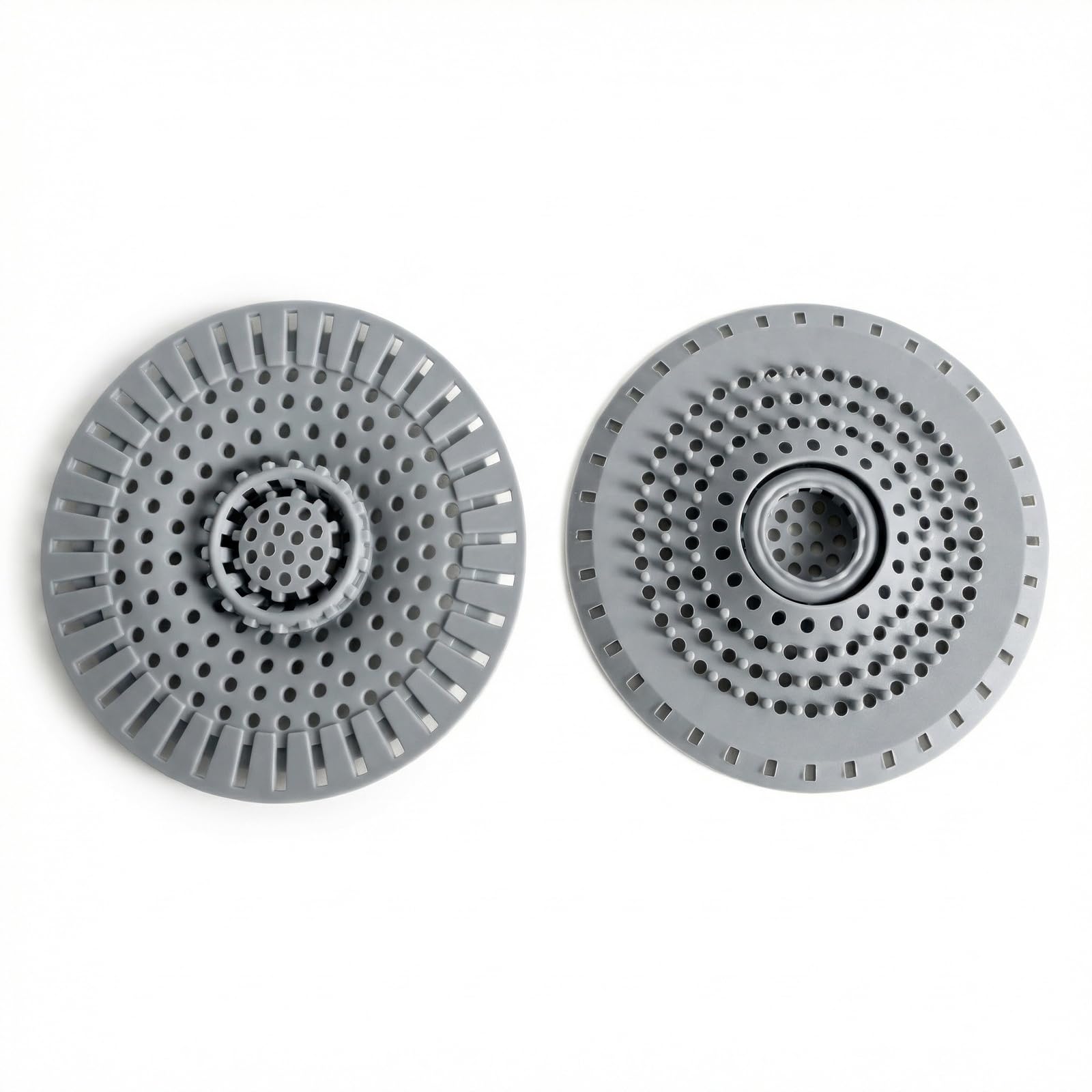 2 Pack Silicone Shower Drain Hair Catcher, Anti-Clogging Sink Strainer & Drain Cover for Bathroom Bathtub Kitchen, Easy Clean Hair Trap Stopper - Grey