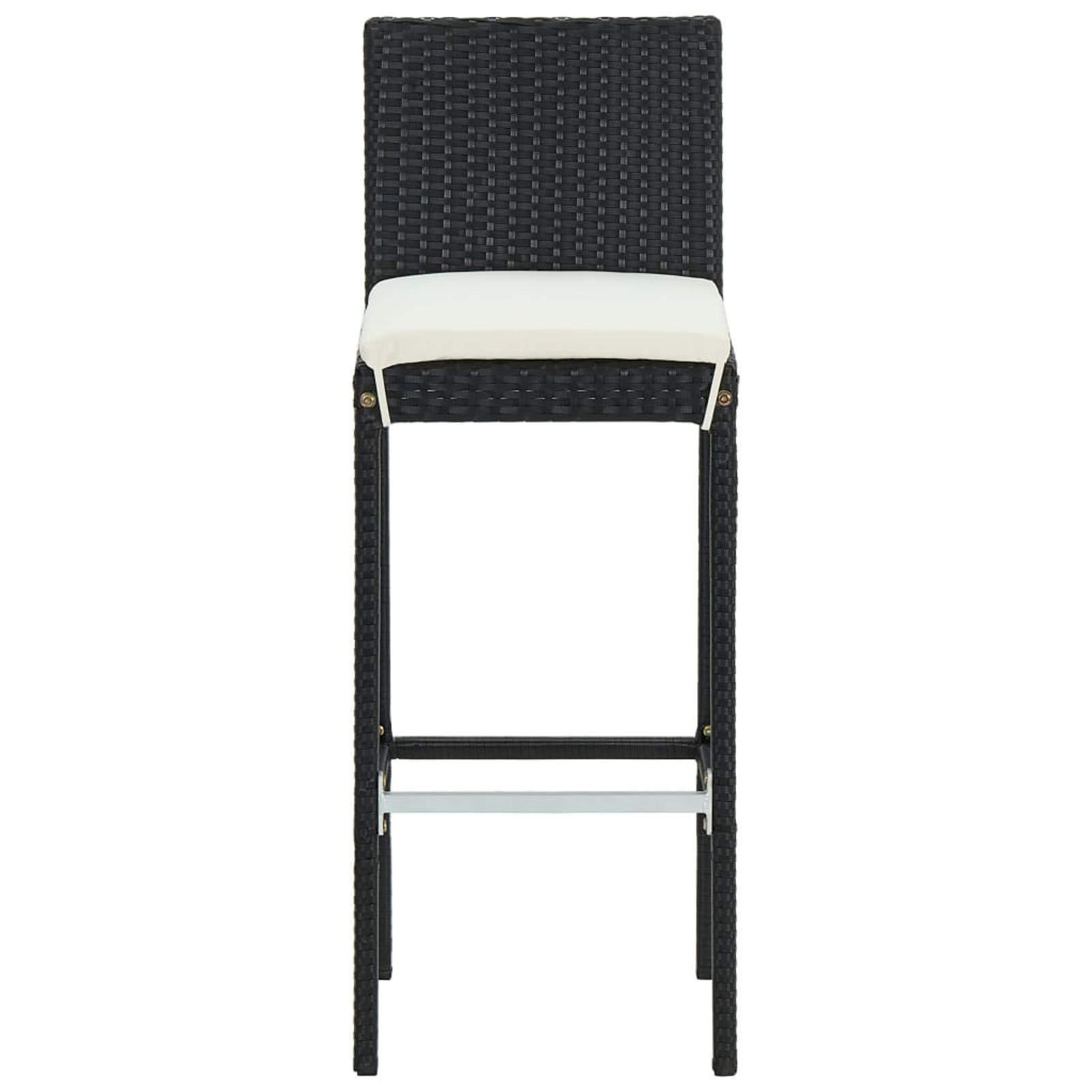 Tidyard Set de Muebles Bar Jardín 3 Piezas con Cojines Set Mesa Alta de Bar y 2 Taburetes con Respaldo Balcón Terraza Mesa y Sillas Barra Bistró Muebles Ratán PE Negro