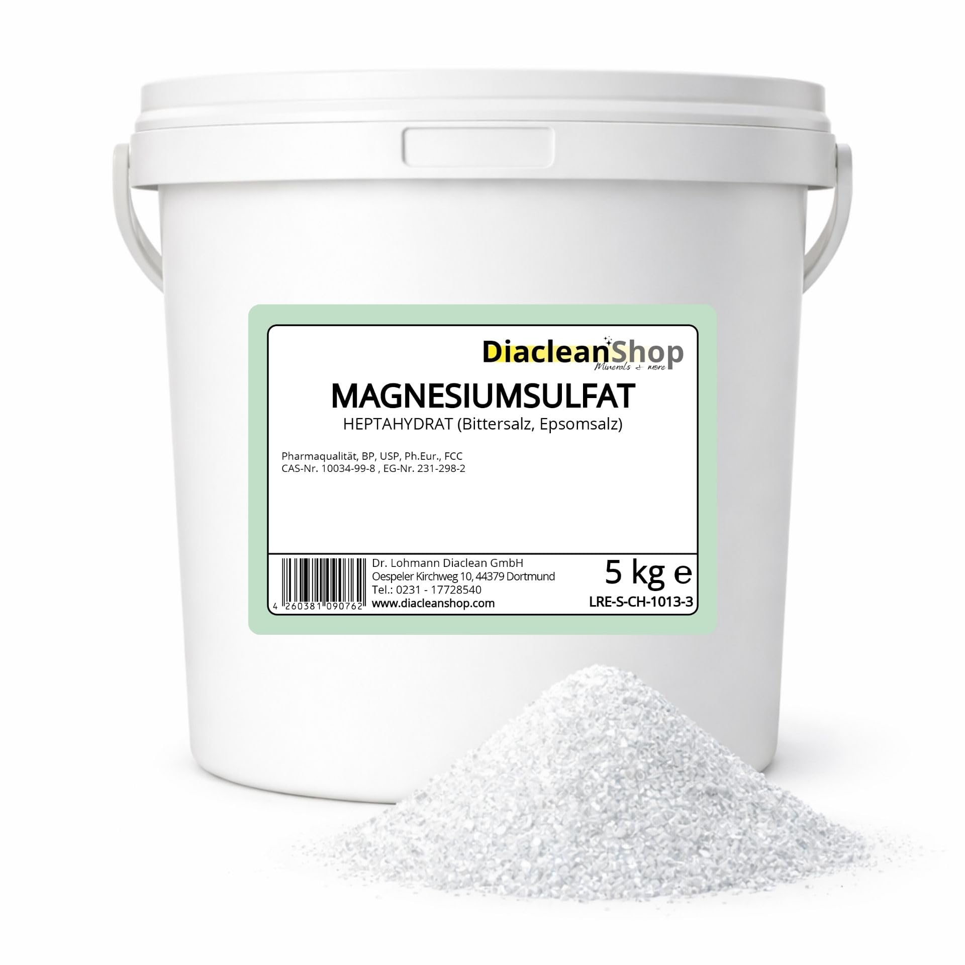DIACLEANSHOP Bittersalz Magnesiumsulfat Heptahydrat 5kg Pharmaqualität | Ideal für Magnesiumbad Fußbad Floating Pflanzen Rasendünger