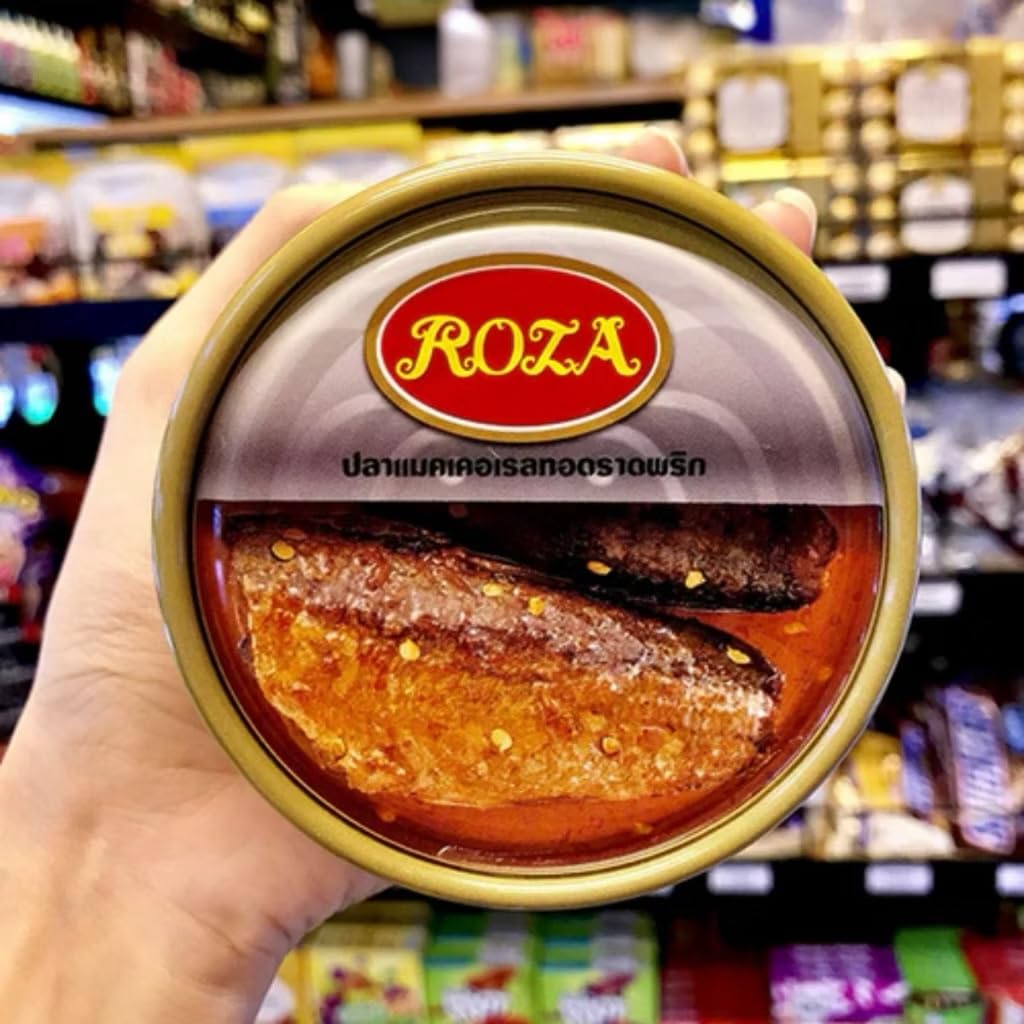 Cá Chiên Sốt Chua Cay Roza Thai Fried Mackerel with Chilli, Spicy Canned Fish, 4-Pack Saving Pack, Product of Thailand, 150g x 4 Cans