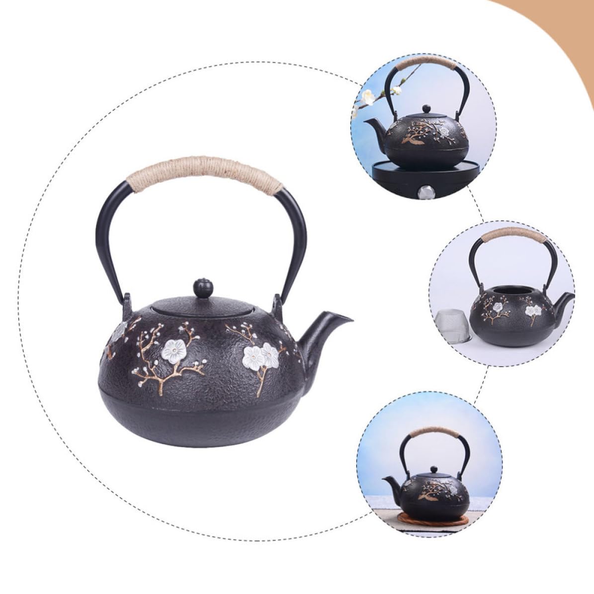 Tetera de Hierro Fundido Material Hierro Resistente Tetsubin Infusor y Fácil de Limpiar y Diseño Tradicional Japonés para Uso en Casa