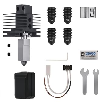 9-PCS Hotend Kit for Bambu Lab P1S/P1P 3D Printer, Hardened 0.4mm Nozzles and 0.2/0.6/0.8/1.0mm Nozzle with Thermistor & Installation Tool Accessories Kits P1S/P1P