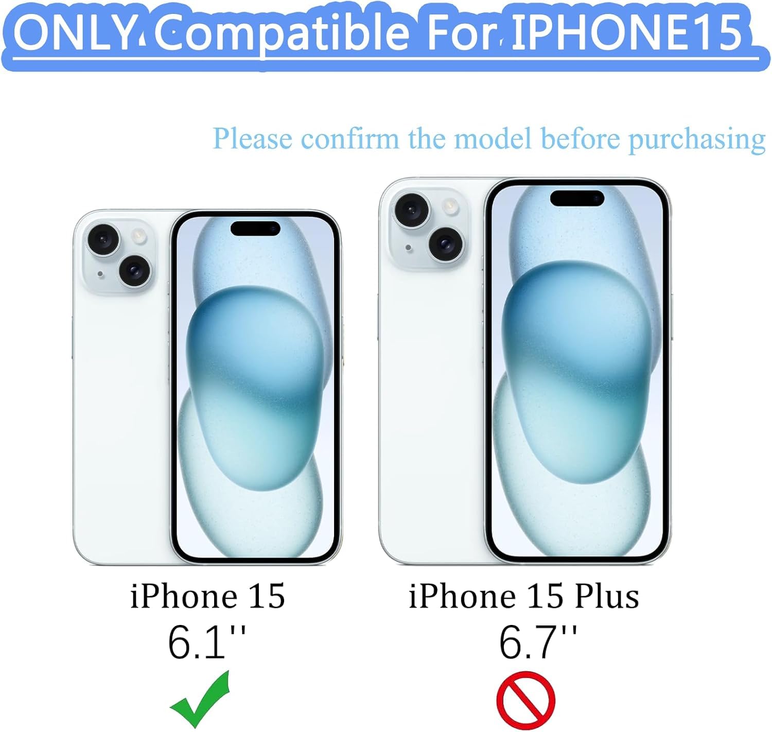 Sostituzione del coperchio del vetro posteriore 15 per iPhone 15 Sostituzione del vetro posteriore posteriore da 6,1 '' con kit di strumenti di riparazione (Blu)