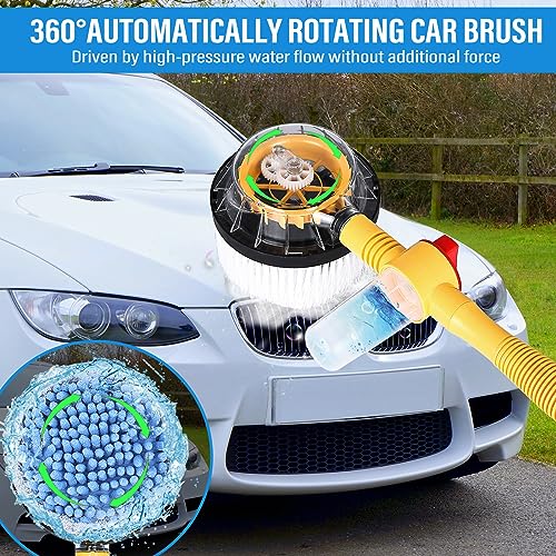 Toolly KR0202 Car Wash Brush Cleaning Kit, 360° Spin Car Mop, Microfiber Rotating Car Cleaning Brush, Detachable & Extendable Scrub Brush, Garden Hose Spray Nozzle Spray Gun thumb #4