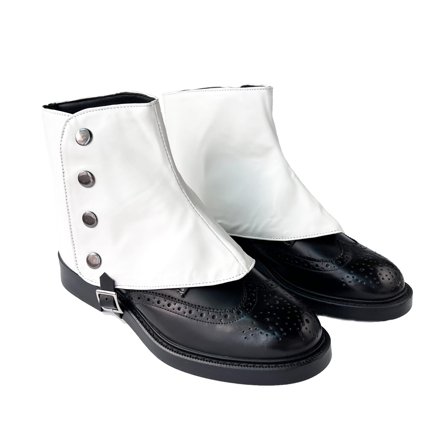 Gangster Spats 20s Stivali In Pelle Da Uomo Snap Spats Stile Vintage Dapper Uomini Ghette Spats Accessori Costume