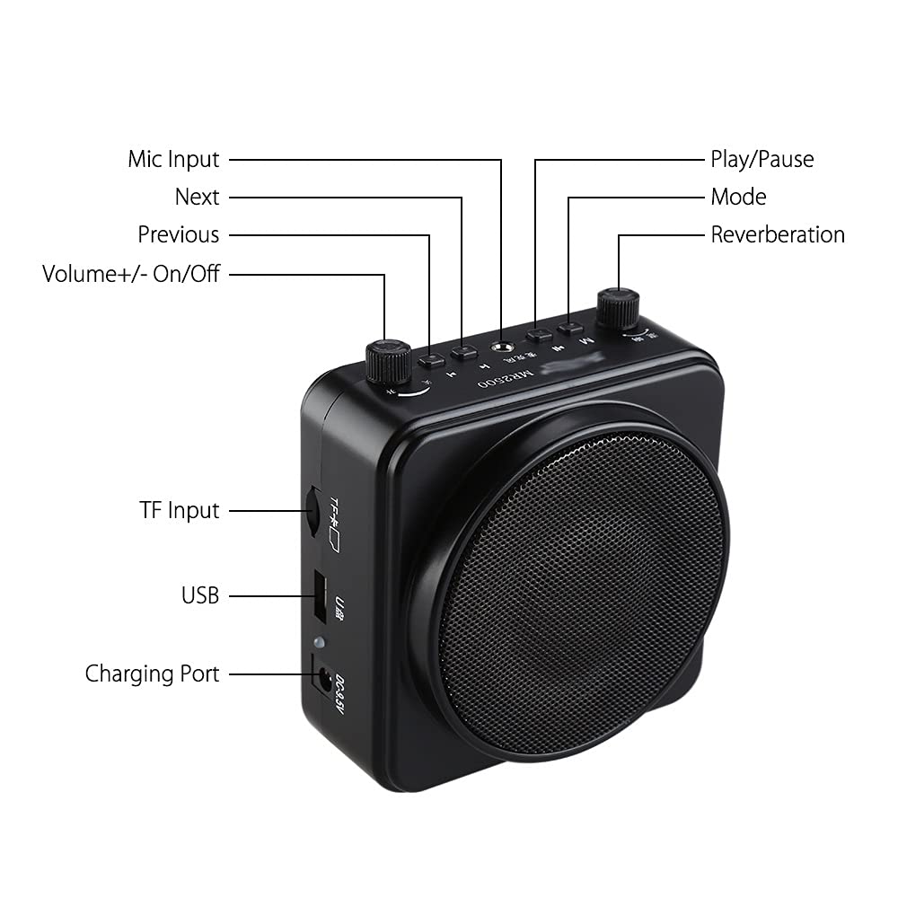 Portatile PA Amplificatore Vocale Microfono Auricolare 2200mA Amplificatore Altoparlante Voice Booster