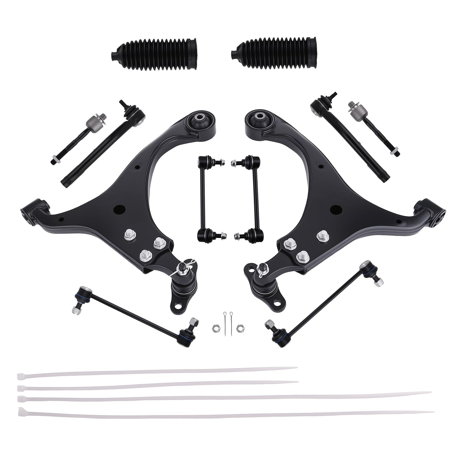 maXpeedingrods 14Pc Front Suspension Kit for Hyundai Elantra 2007-2012, Lower Control Arm with Lower Ball Joint Front & Rear Sway Bar Link Outer & Inner Tie Rod Boots