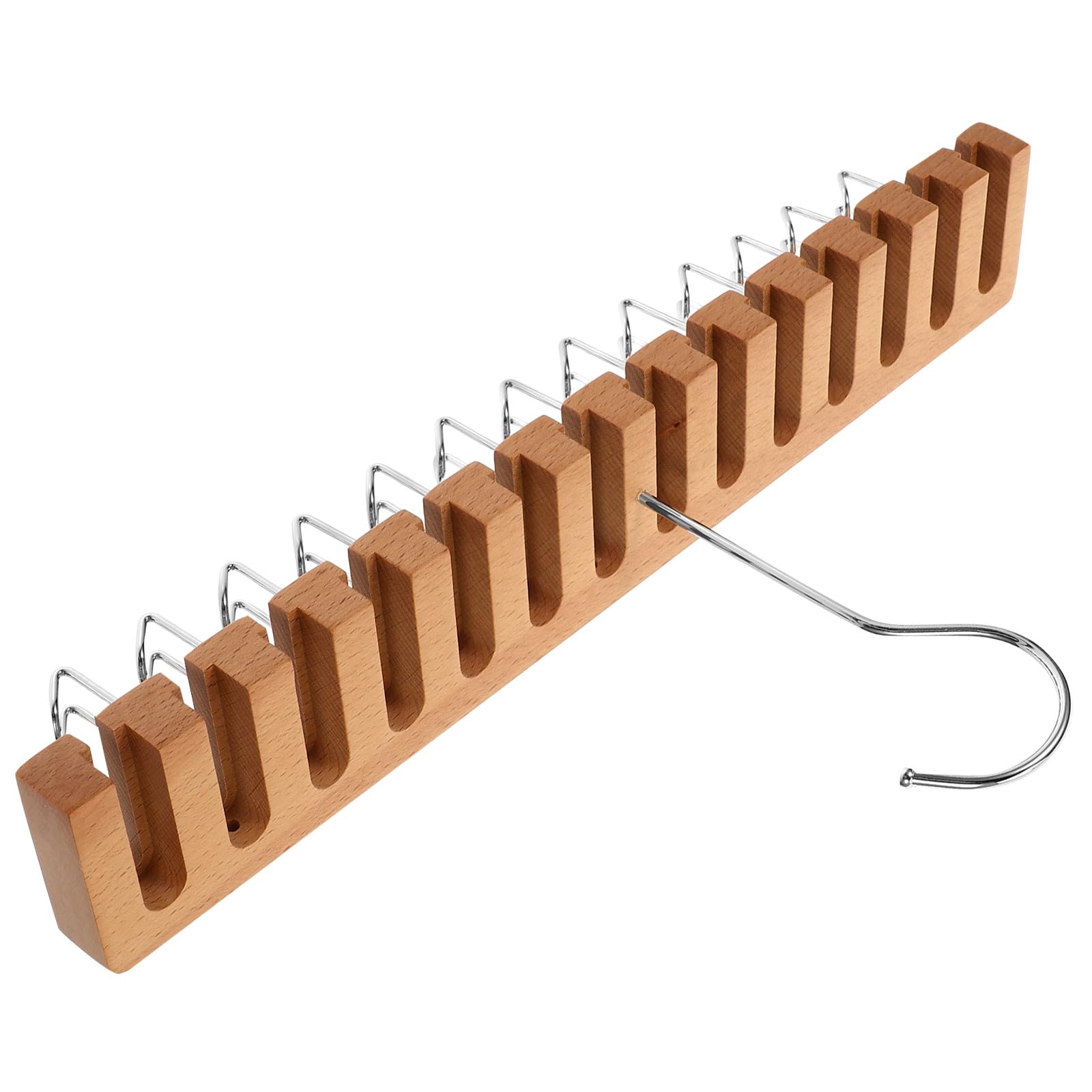 Holz Gürtelaufhänger mit 14 Schlitzen für Schrankorganisation und Balkon Tragbarer Gürtel Organizer zur Platzsparenden Aufbewahrung von Gürtel und Schal