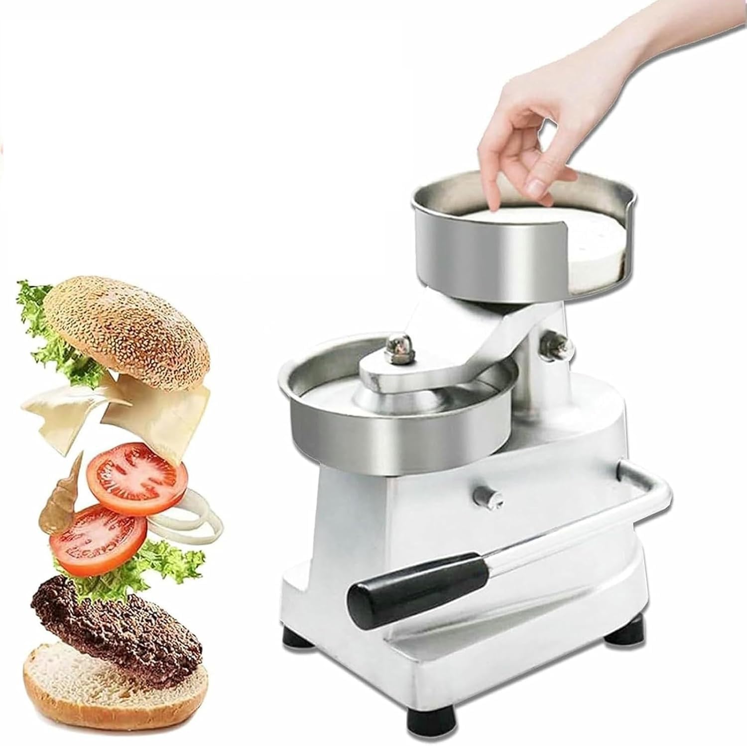 Maszyna do hamburgerów, wytrzymała ręczna maszyna do formowania burgerów ze stali nierdzewnej z 500 arkuszami papieru do hamburgerów do idealnie ukształtowanych ciast w kuchni
