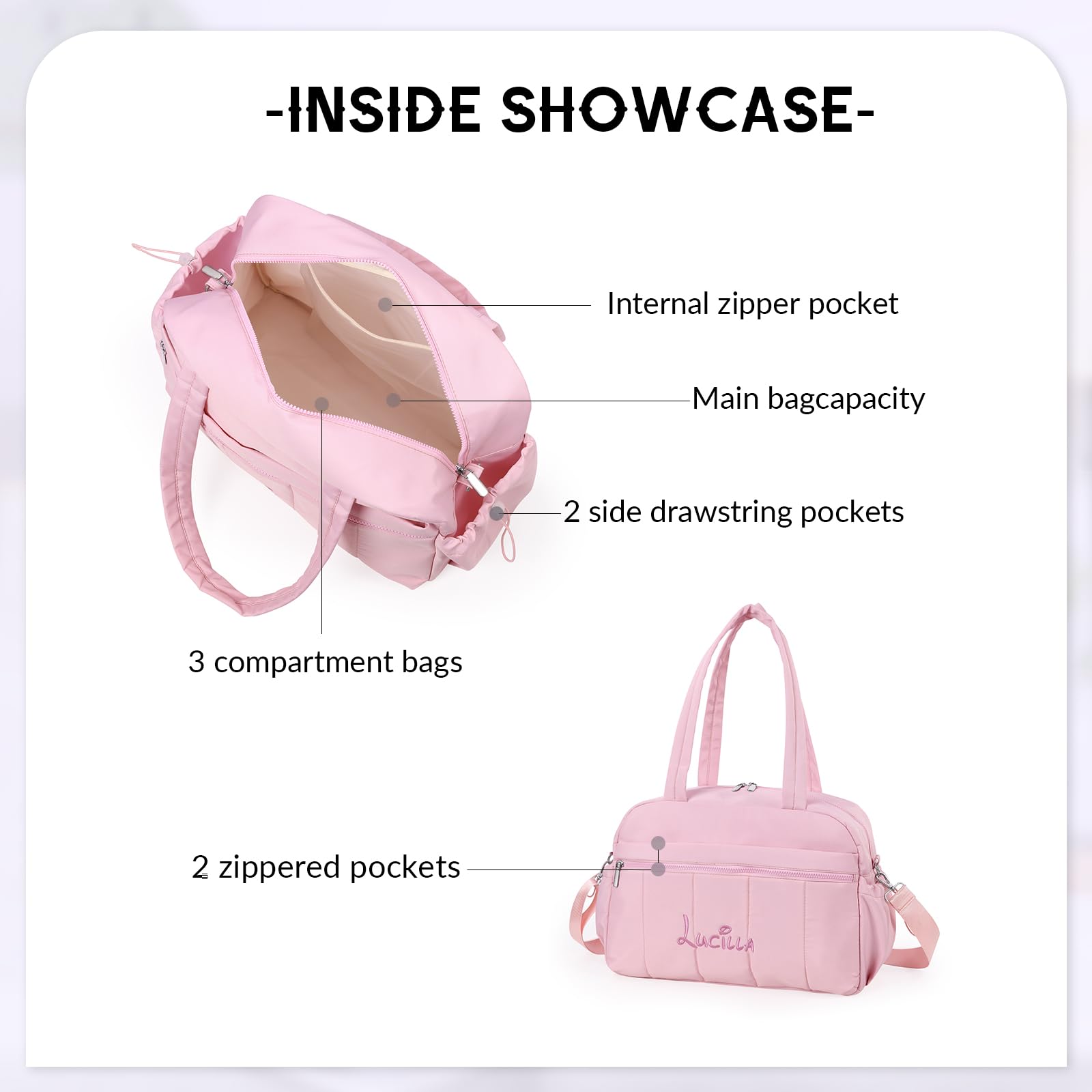 Borsa da Viaggio Personalizzata con Nome per Uomo Donna Borsa Sportiva Yoga Viaggi d'affari Grande A mano Crossbody tracolla Regalo Personalizzato (rosa)