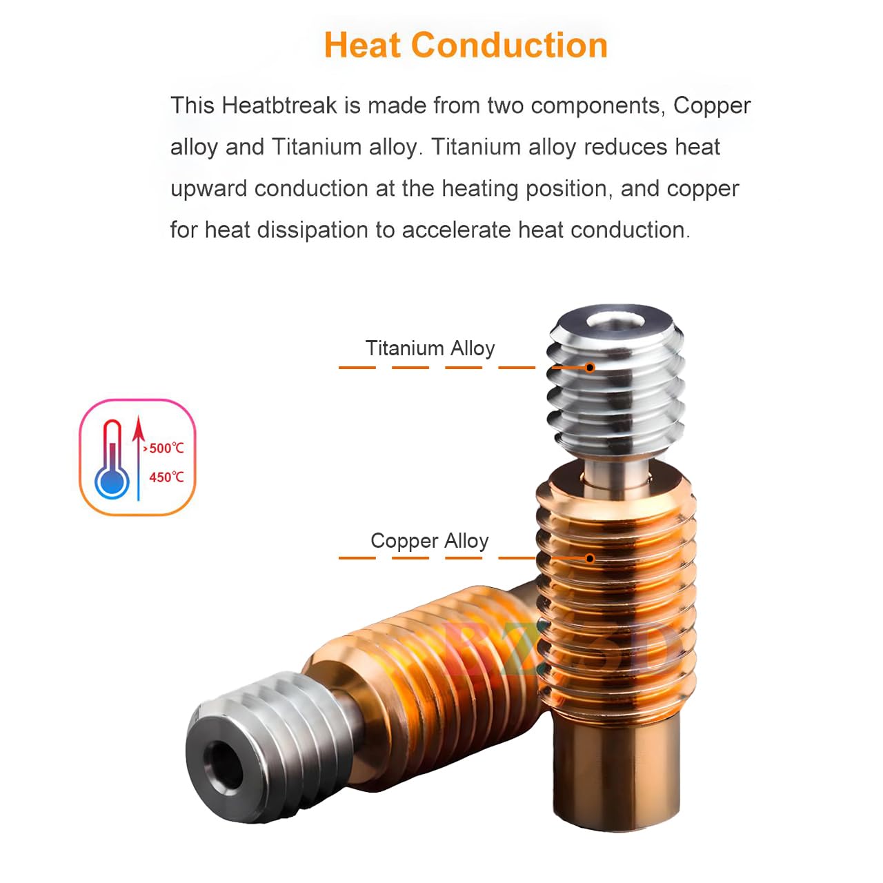 Prusa i3 MK3 Hotend Beschichtete Kupfer 24V 40W Kit für Prusa i3 MK3,MK3S,MK3S+3D-Drucker V6 Hotend,Upgrade Bi-Metal Heatbreak,500℃ Beschichtete Kupfer Heizblock,V6 Düse 0,4mm.