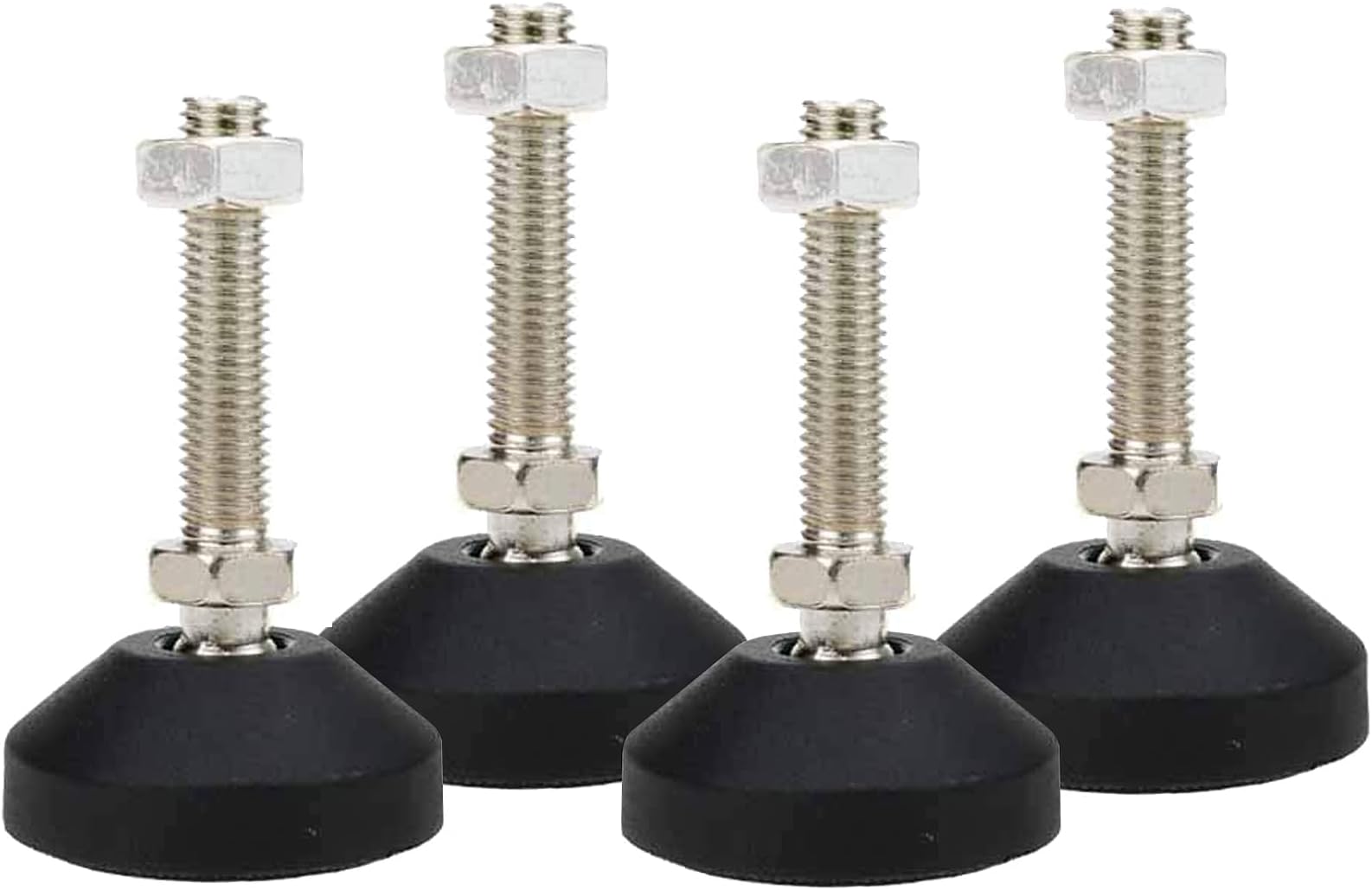 LC LICTOP M12x50mm Leveling Feet, 2.83 Inch Height & 880 lb Capacity, Heavy Duty Adjustable Swivel Furniture Glides, Threaded Rubber Feet Levelers for Table, Shelves, Workbench, Cabinet, Machine, 4Pcs